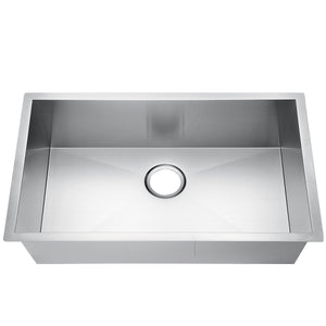 32"x19"x10" Undermount Stainless Steel 93 Degree Sharp Edge Single Bowl Kitchen Sink, 18 Gauge - Orlando Product