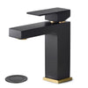 ORLANDO Single Handle Bathroom Sink Faucet, Brass Vanity Faucet with Drain Assembly Supply Line - Black/Gold