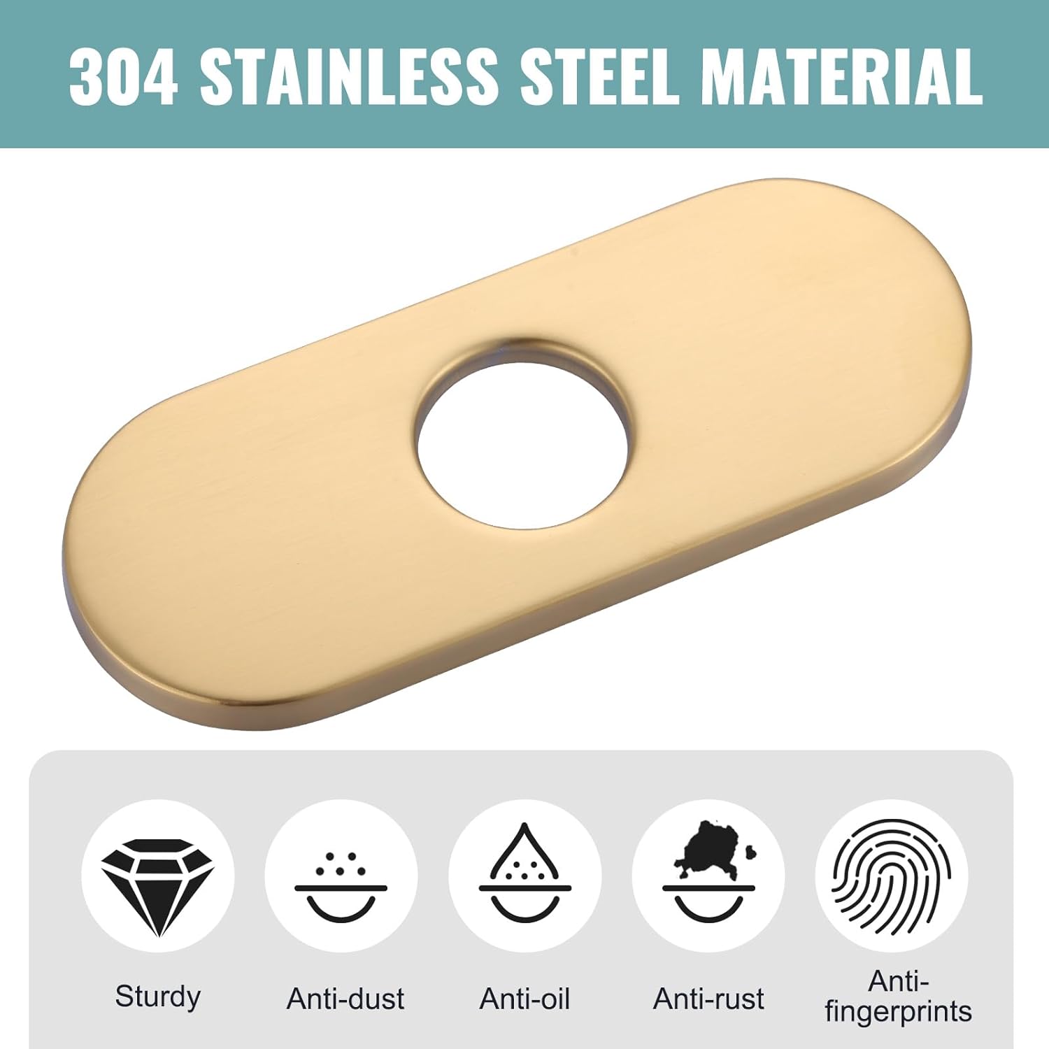 6 inch Stainless Steel Hole Cover Deck Plate for 1 or 3 Hole Bathroom Faucet - Orlando Product