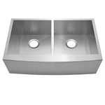33"x20"x10" Zero radius 50/50 Stainless Steel Double Bowl Apron Farm Sink, 16 Gauge - Orlando Product