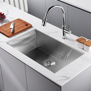 32"x19"x10" Undermount Stainless Steel 93 Degree Sharp Edge Single Bowl Kitchen Sink, 18 Gauge - Orlando Product