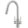 Two Handles Pull Down Sprayer Kitchen Faucet with 2 Function - Brushed Nickel