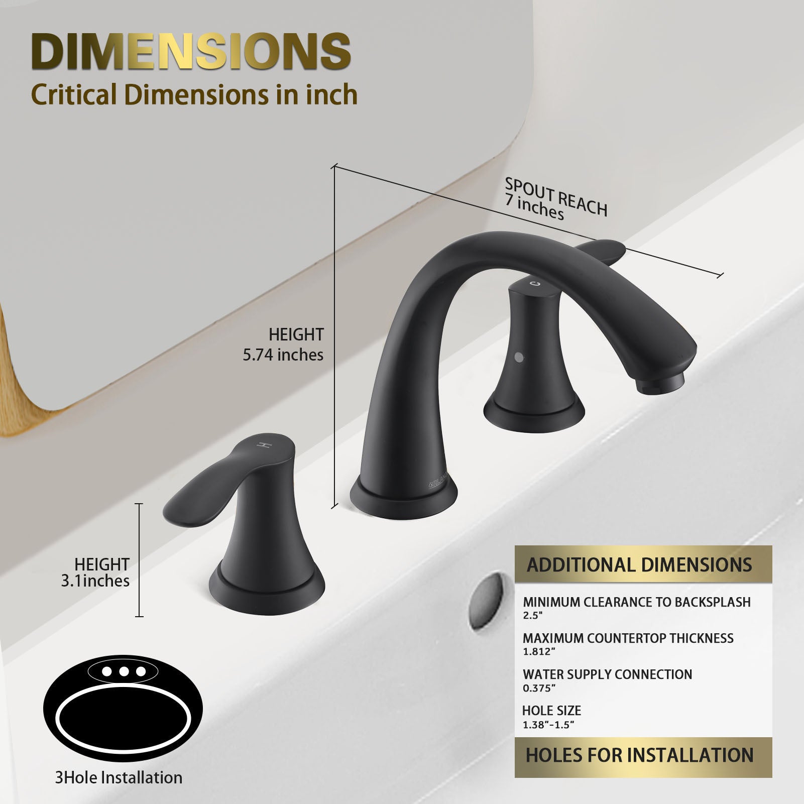 ORLANDO 8 inch Widespread Bathroom Faucet, Two Handle Bathroom Faucet 3 Hole with Pop - up Drain - Orlando Product