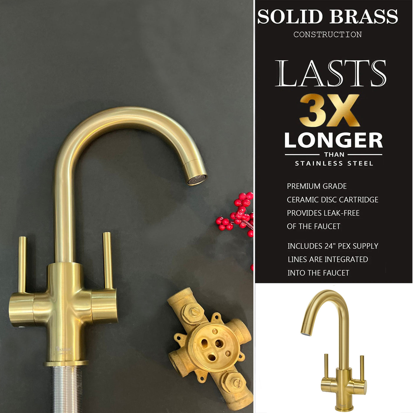 Single Hole  2-handle Bar & Prep Faucet