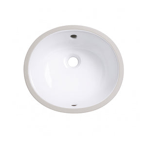 13"x11" White Oval Ceramic Undermount Bathroom Sink with Overflow