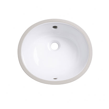 13"x11" White Oval Ceramic Undermount Bathroom Sink with Overflow