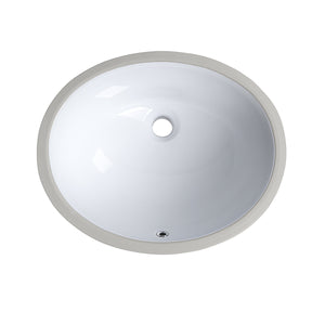 15″ x 12″ Oval Undermount Ceramic Bathroom Sink with Overflow