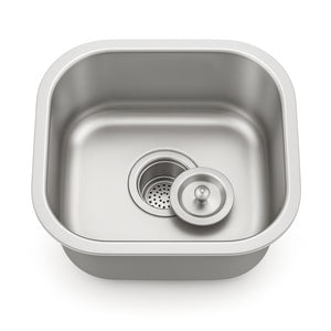 15"x13"x7" Undermount Stainless Steel Single Bowl Kitchen Bar Sink 18 Gauge