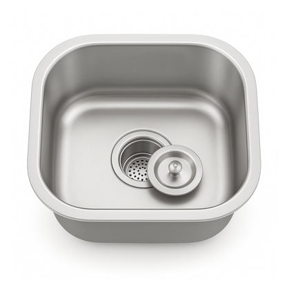 15"x13"x7" Undermount Stainless Steel Single Bowl Kitchen Bar Sink 18 Gauge