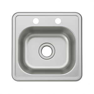 ORLANDO 15"x15" Stainless Steel Drop in Smaill Kitchen Sink 2-Hole
