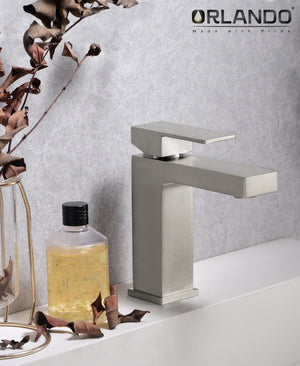 ORLANDO Single Handle Bathroom Sink Faucet, Brass Vanity Faucet with Drain Assembly Supply Line - Orlando Product