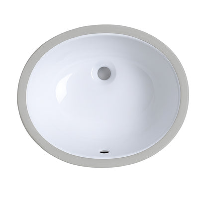 16“x13" White Oval Ceramic Undermount Bathroom Sink with Overflow