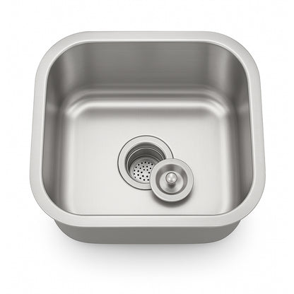 16"x16” Undermount Stainless Steel Single Bowl Kitchen Sink 18 Gauge