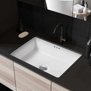 17"x13" Rectangle Ceramic Undermount Bathroom Sink with Overflow