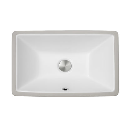 17"x13" Rectangle Ceramic Undermount Bathroom Sink with Overflow