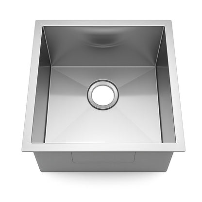 17"x19"x9" Undermount Stainless Steel 93 Degree Sharp Edge Single Bowl Kitchen Sink, 18 Gauge