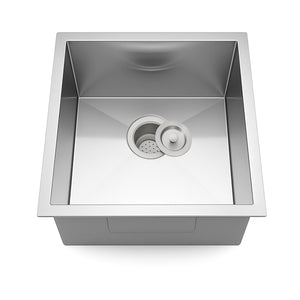 17"x19"x9" 93 Degree Sharp Edge Undermount Stainless Steel Single Bowl Kitchen Sink, 18 Gauge