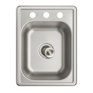 17"x22" Drop-In Kitchen Sink Stainless Steel Single Bowl 3-Hole