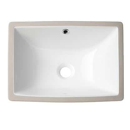 18"x13" Rectangle Ceramic Undermount Bathroom Sink with Overflow