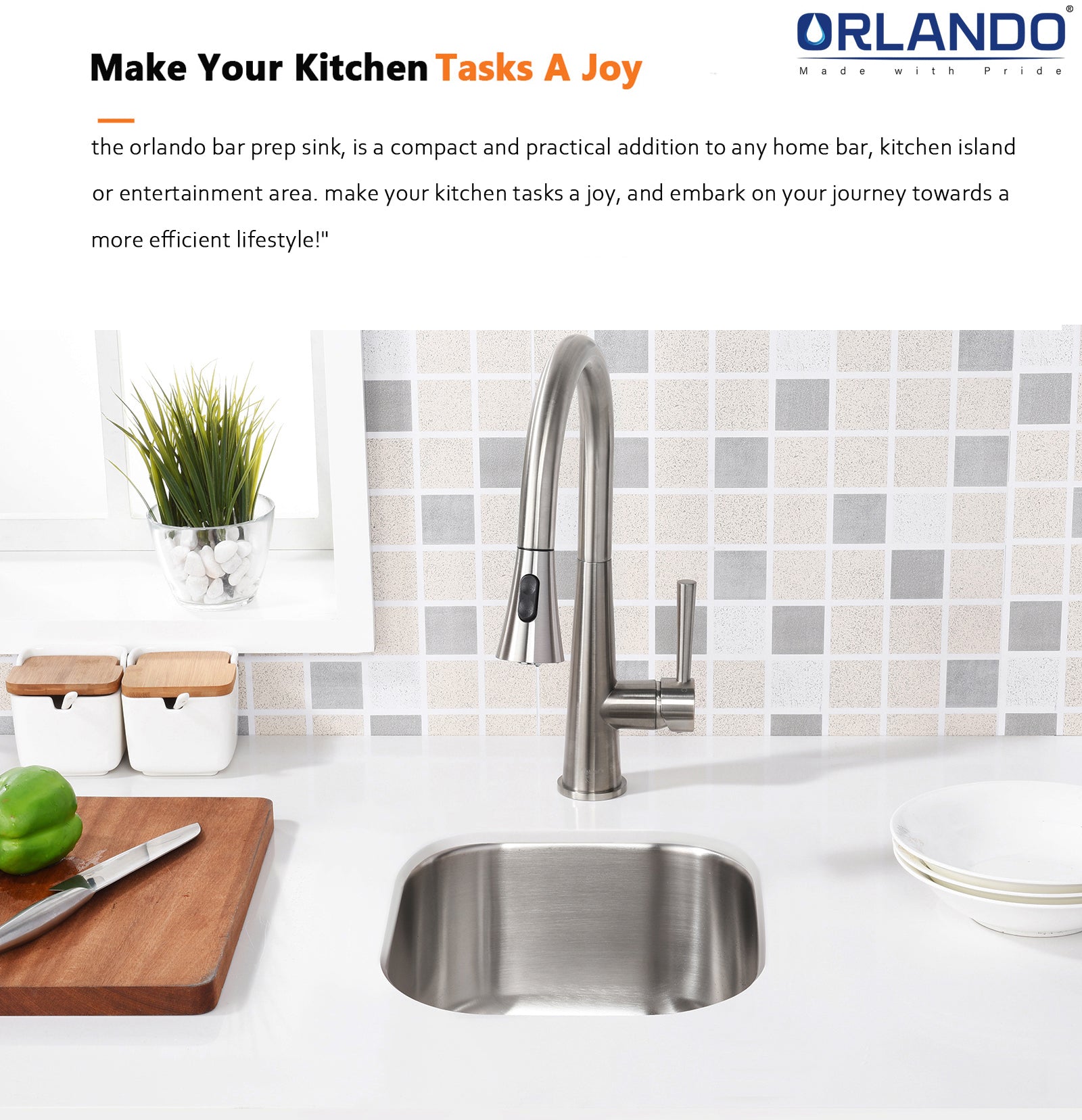 18"x18"x8" Undermount Stainless Steel Single Bowl Kitchen Bar Sink 18 Gauge - Orlando Product