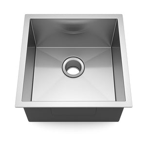 17"x19"x9" Undermount Stainless Steel Finger Radius Single Bowl Kitchen Bar Sink, 18 Gauge