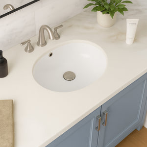 15″ x 12″ Oval Undermount Ceramic Bathroom Sink with Overflow