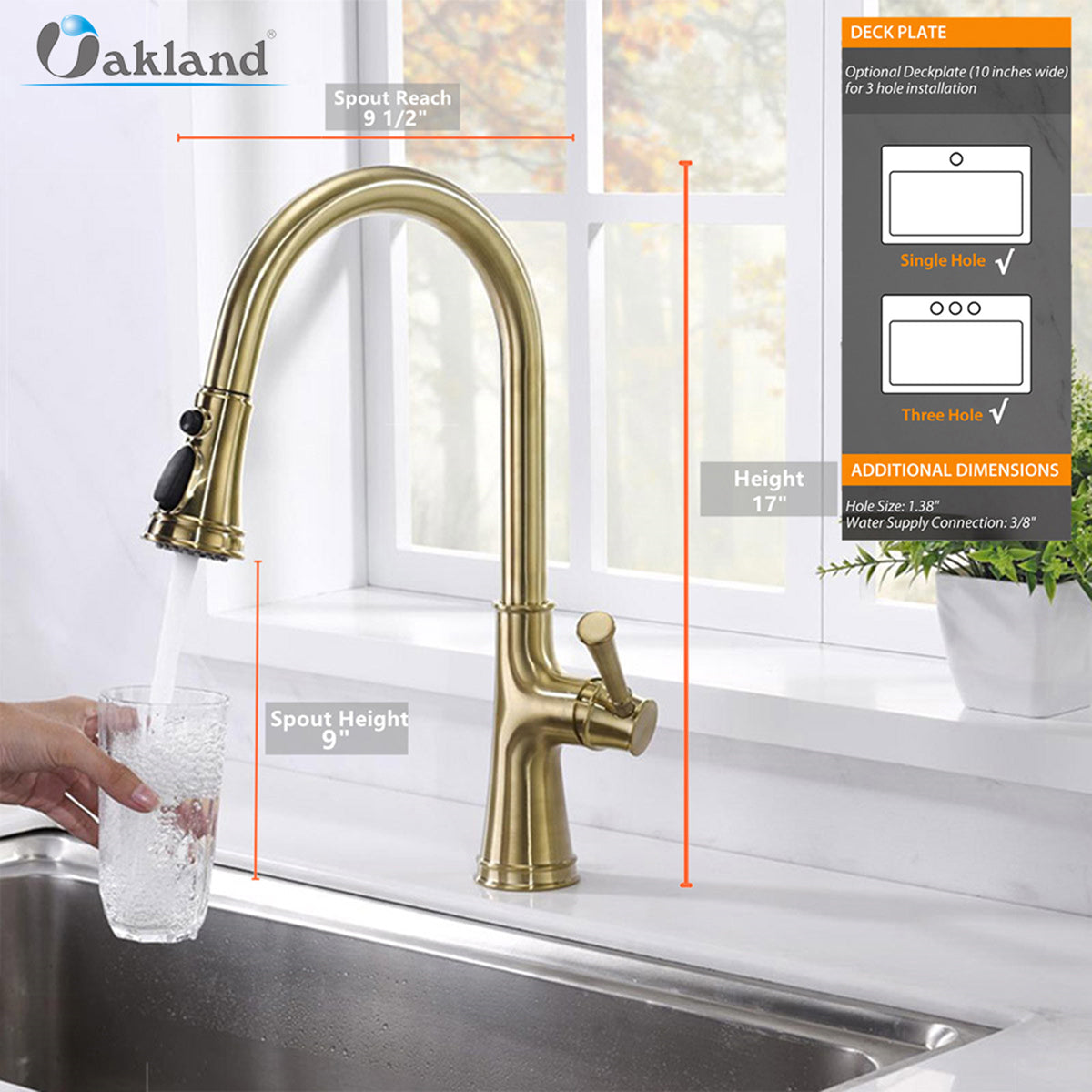 Single Handle Pull Down Sprayer Kitchen Faucet with 3 Function