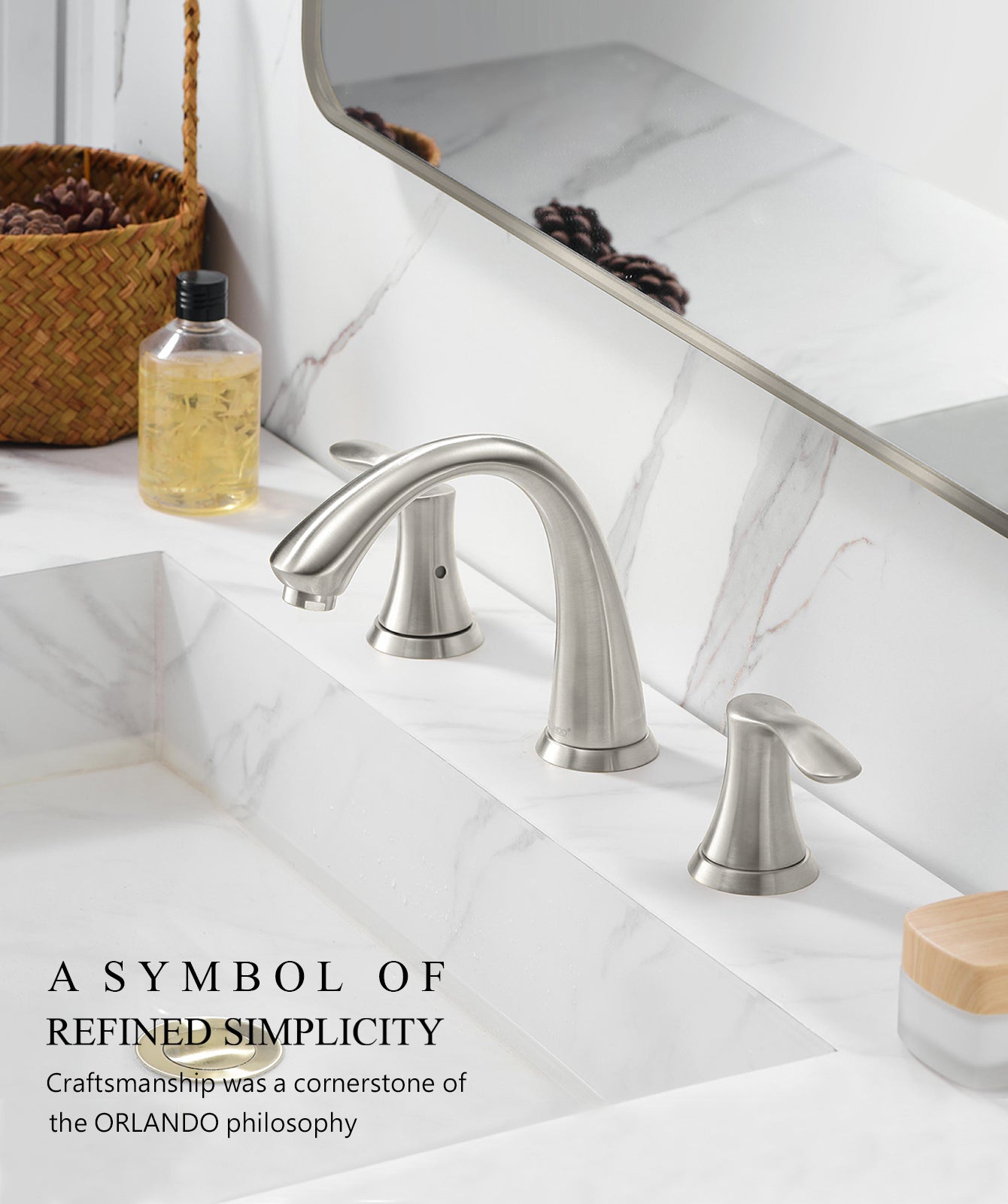 ORLANDO 8 inch Widespread Bathroom Faucet, Two Handle Bathroom Faucet 3 Hole with Pop - up Drain - Orlando Product
