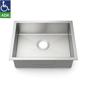22"x18"x7" Undermount Stainless Steel 93 Degree Sharp Edge Single Bowl ADA Kitchen Sink