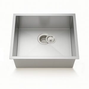 22"x18"x9" 93 Degree Sharp Edge Undermount Stainless Steel Single Bowl Kitchen Sink, 18 Gauge
