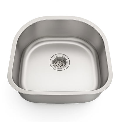 23"x21" Undermount Stainless Steel Single Bowl Kitchen Sink, 18 Gauge/16 Gauge