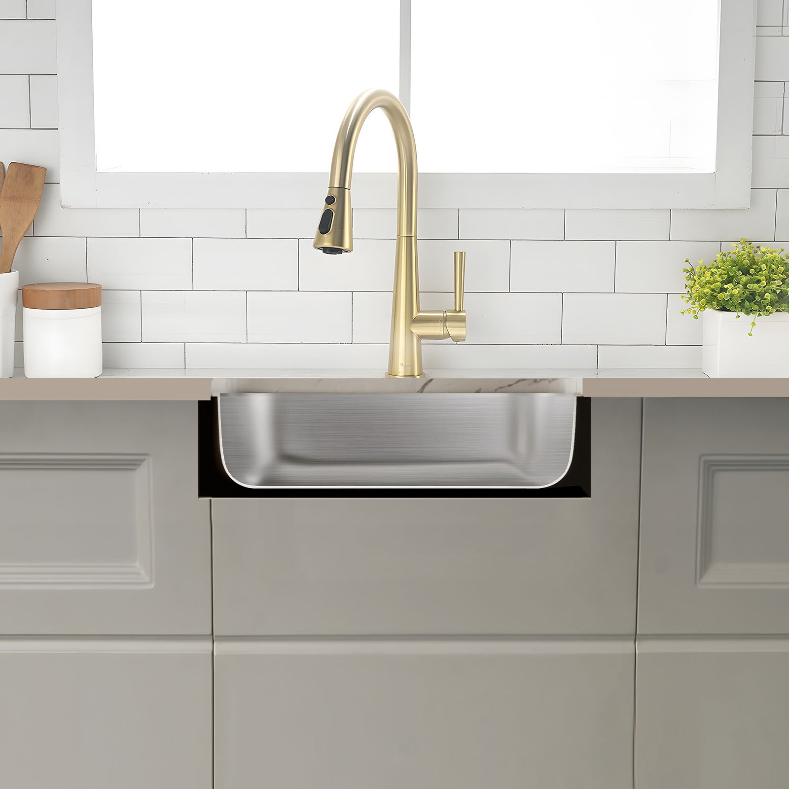 23"x21"x6" Undermount Stainless Steel Single Bowl Kitchen ADA Sink, 18 Gauge - Orlando Product
