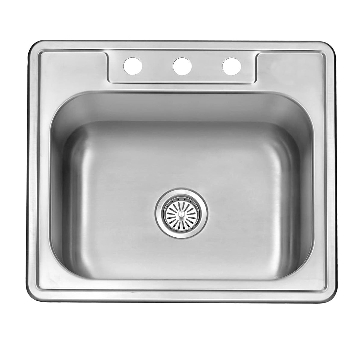 25"x22"x6"  3-Hole Drop-In Topmount Stainless Steel Single Bowl Kitchen Sink