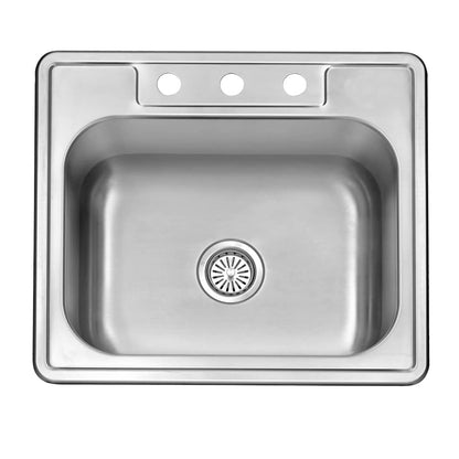 25"x22"x6" Drop - In Topmount Stainless Steel Single Bowl Kitchen Sink 3 - Hole - Orlando Product
