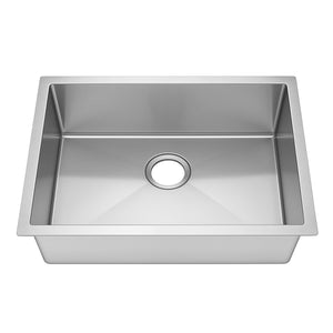 27"x18" Undermount Stainless Steel Finger Radius Single Bowl Kitchen Sink, 18 Gauge