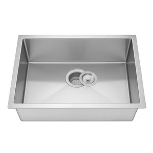 27"x18" Finger Radius Undermount Stainless Steel Single Bowl Kitchen Sink, 18 Gauge