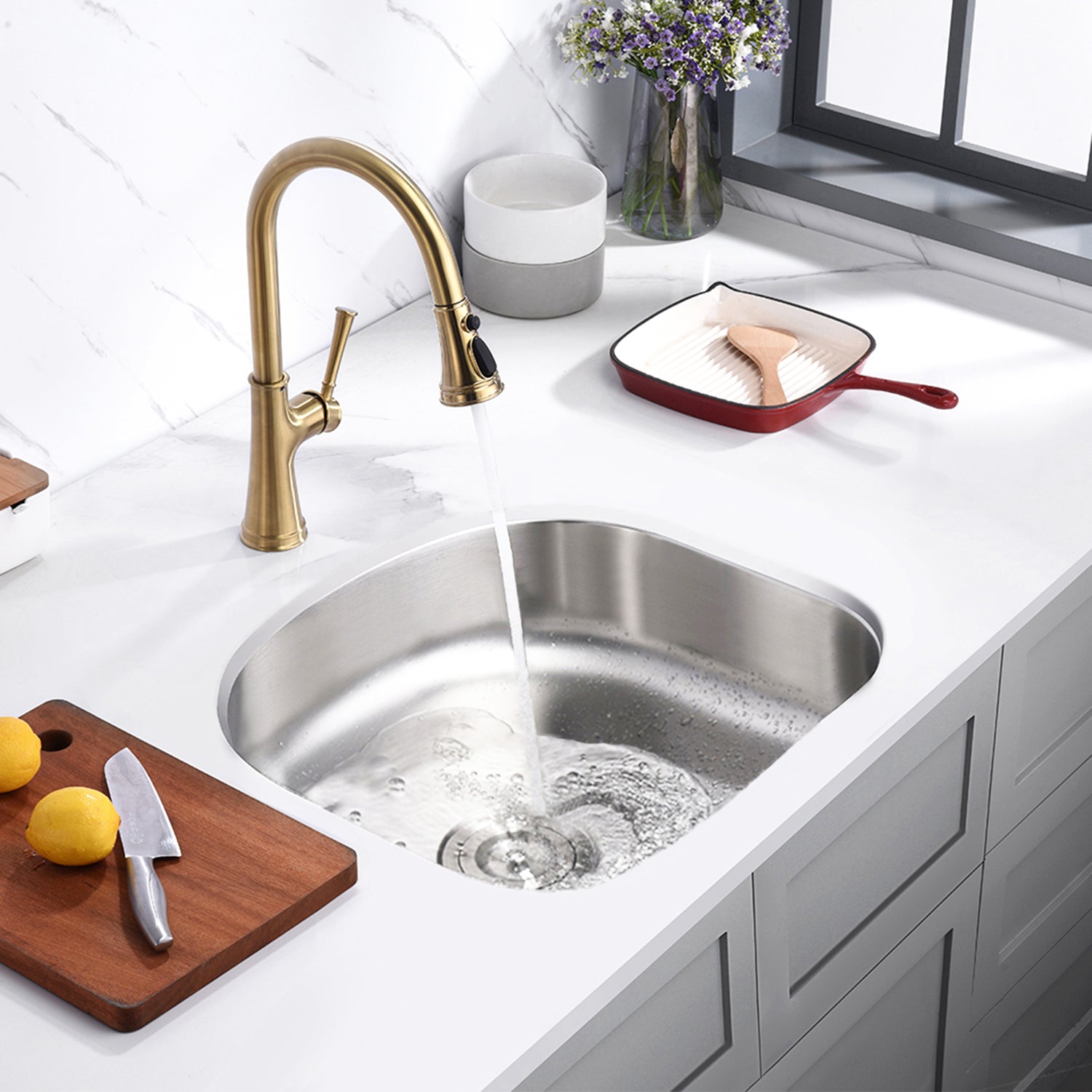 23"x21"x6" Undermount Stainless Steel Single Bowl Kitchen ADA Sink, 18 Gauge - Orlando Product