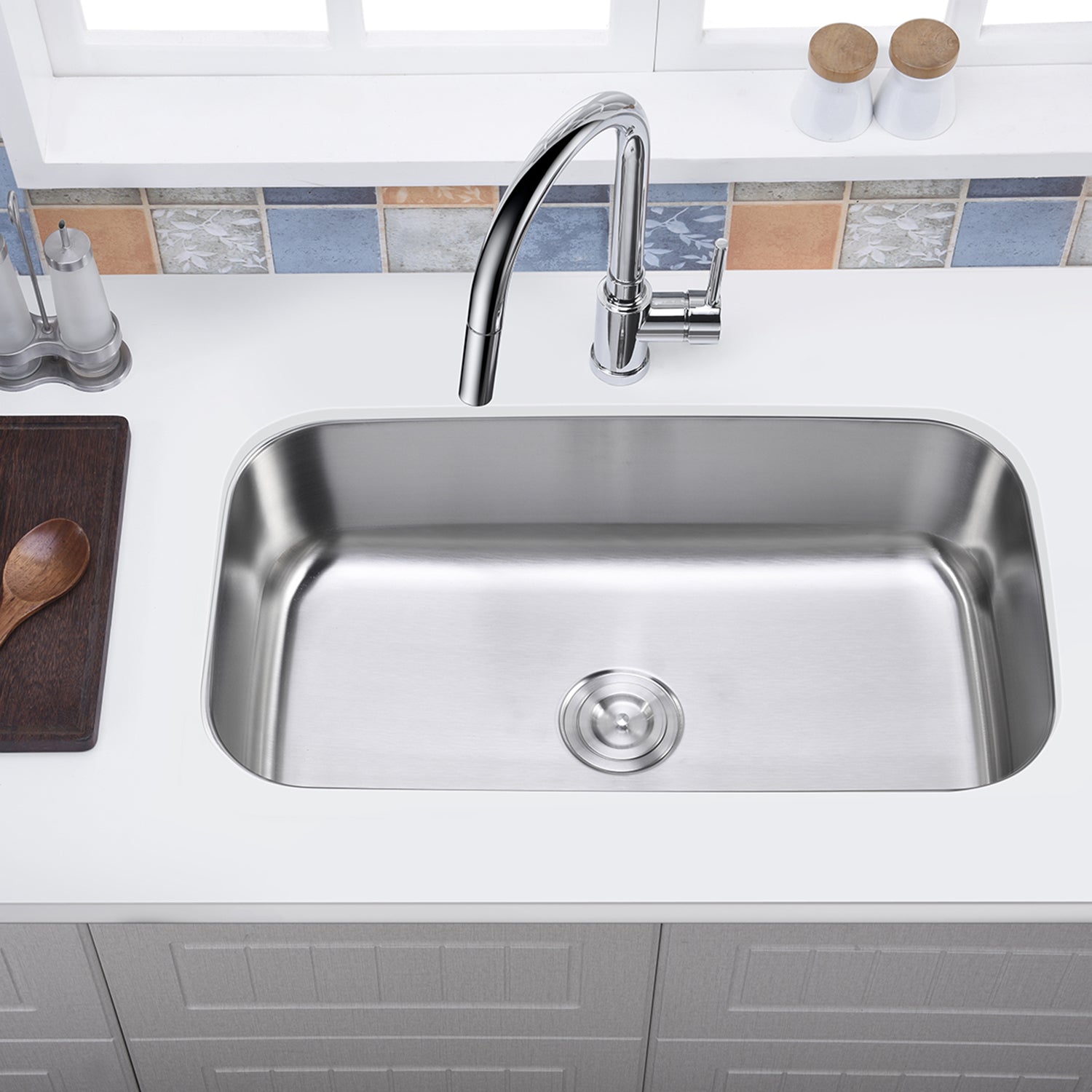 27"x18" Undermount Stainless Steel Single Bowl Kitchen Sink, 18 Gauge - Orlando Product