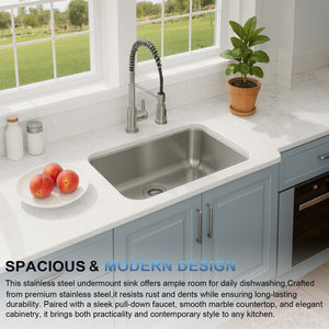 30"x18" Undermount Stainless Steel Single Bowl Kitchen Sink, 18 Gauge