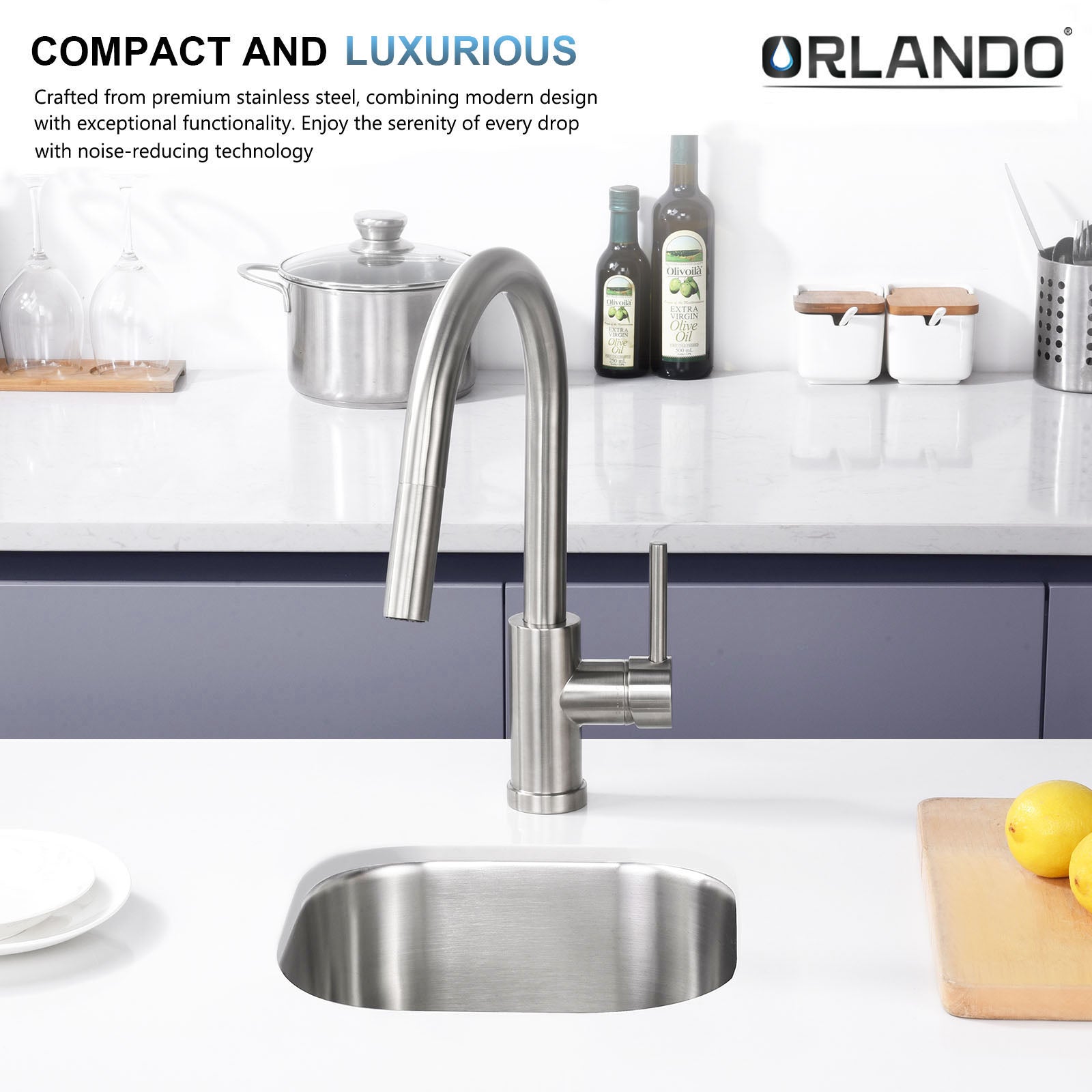 15"x13"x7" Undermount Stainless Steel Single Bowl Kitchen Bar Sink 18 Gauge - Orlando Product