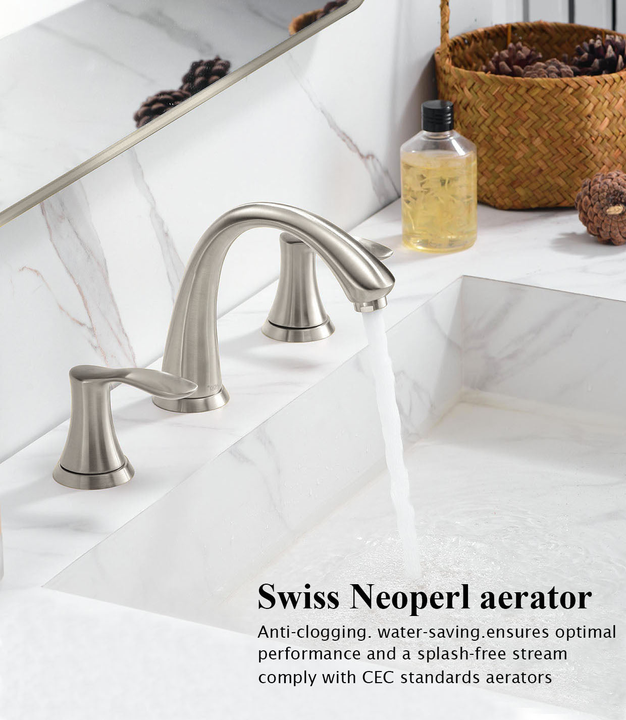 ORLANDO 3 Hole widespread Bathroom Faucet with Pop Up Drain