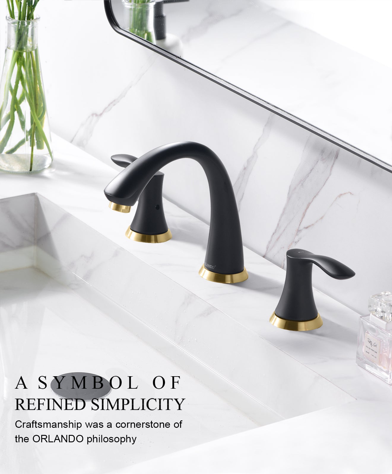ORLANDO 8 inch Widespread Bathroom Faucet, Two Handle Bathroom Faucet 3 Hole with Pop - up Drain - Orlando Product
