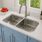 32"x18" Undermount Stainless Steel 50/50 Double Bowl Kitchen Sink, 18 Gauge
