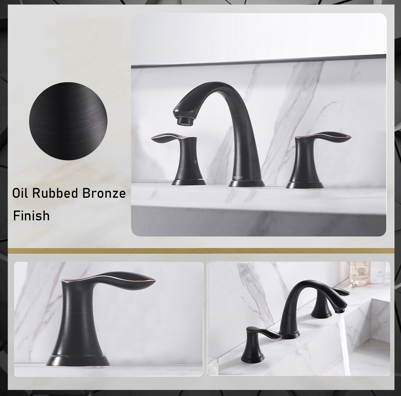 ORLANDO 8 inch Widespread Bathroom Faucet, Two Handle Bathroom Faucet 3 Hole with Pop - up Drain - Orlando Product