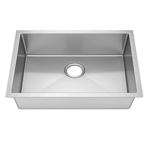 30"x18" Undermount Stainless Steel Finger Radius Single Bowl Kitchen Sink, 18 Gauge