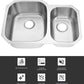 30"x21"x9"x7" Undermount Stainless Steel Double Bowl Kitchen Sink, 18 Gauge - Orlando Product