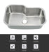 31"x21"x9" Undermount 18 Gauge Stainless Steel Single Bowl Kitchen Sink