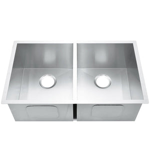 32"x19" Undermount Stainless Steel 50/50 Double Bowl Zero Radius Kitchen Sink, 18 Gauge - Orlando Product