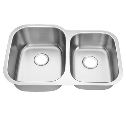 32"x20" Undermount 60/40 Stainless Steel Double Bowl Kitchen Sink, 18 Gauge - Orlando Product