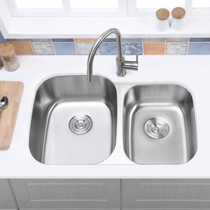 32"x20" Undermount 60/40 Stainless Steel Double Bowl Kitchen Sink, 18 Gauge - Orlando Product